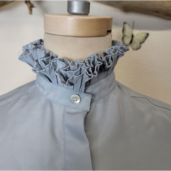 Evan picone vintage 70s blouse high collar - Picture 2 of 14